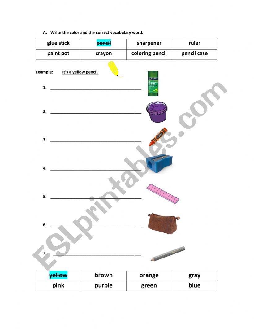 Art Tools Vocabulary, Art Tools In English