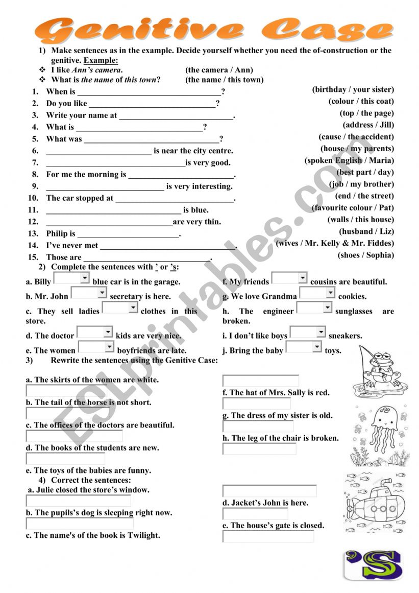 genetive case worksheet