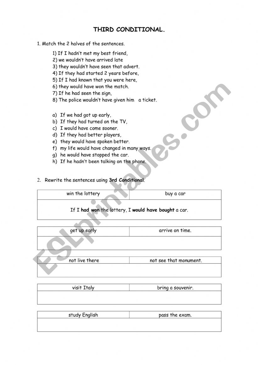 Third conditional worksheet