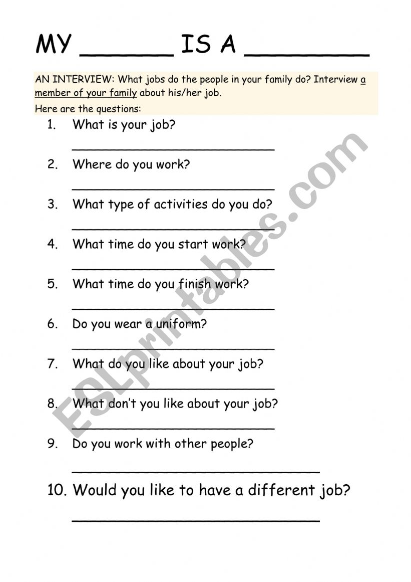 An interview worksheet