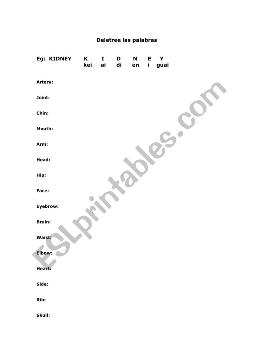 Spelling worksheet