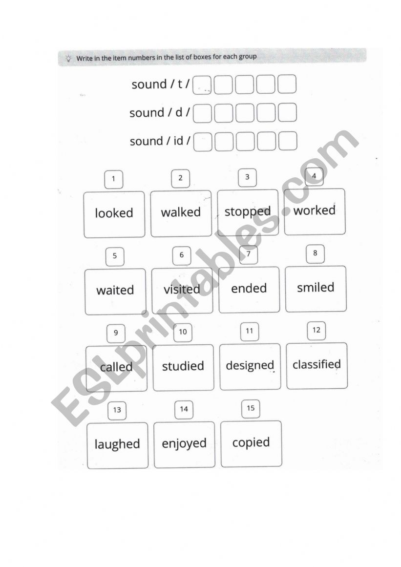 PAST TENSE PHONETIC SOUNDS OF REGULAR VERBS ESL Worksheet By Allardice