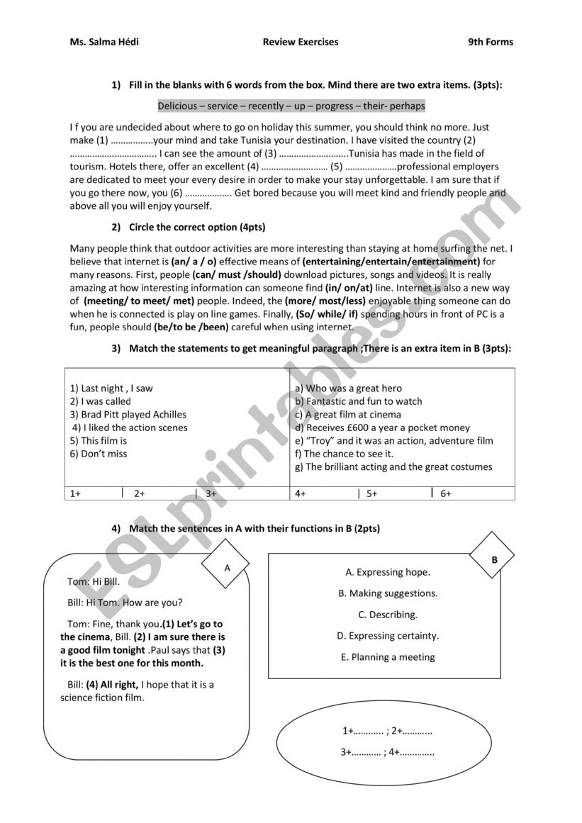 9th Grade review_ mid term 3 worksheet