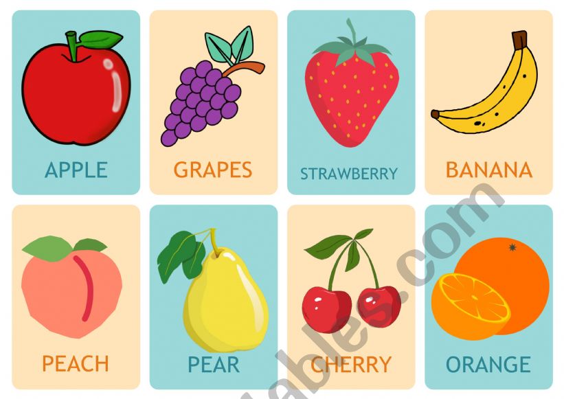 Fruits flashcards worksheet