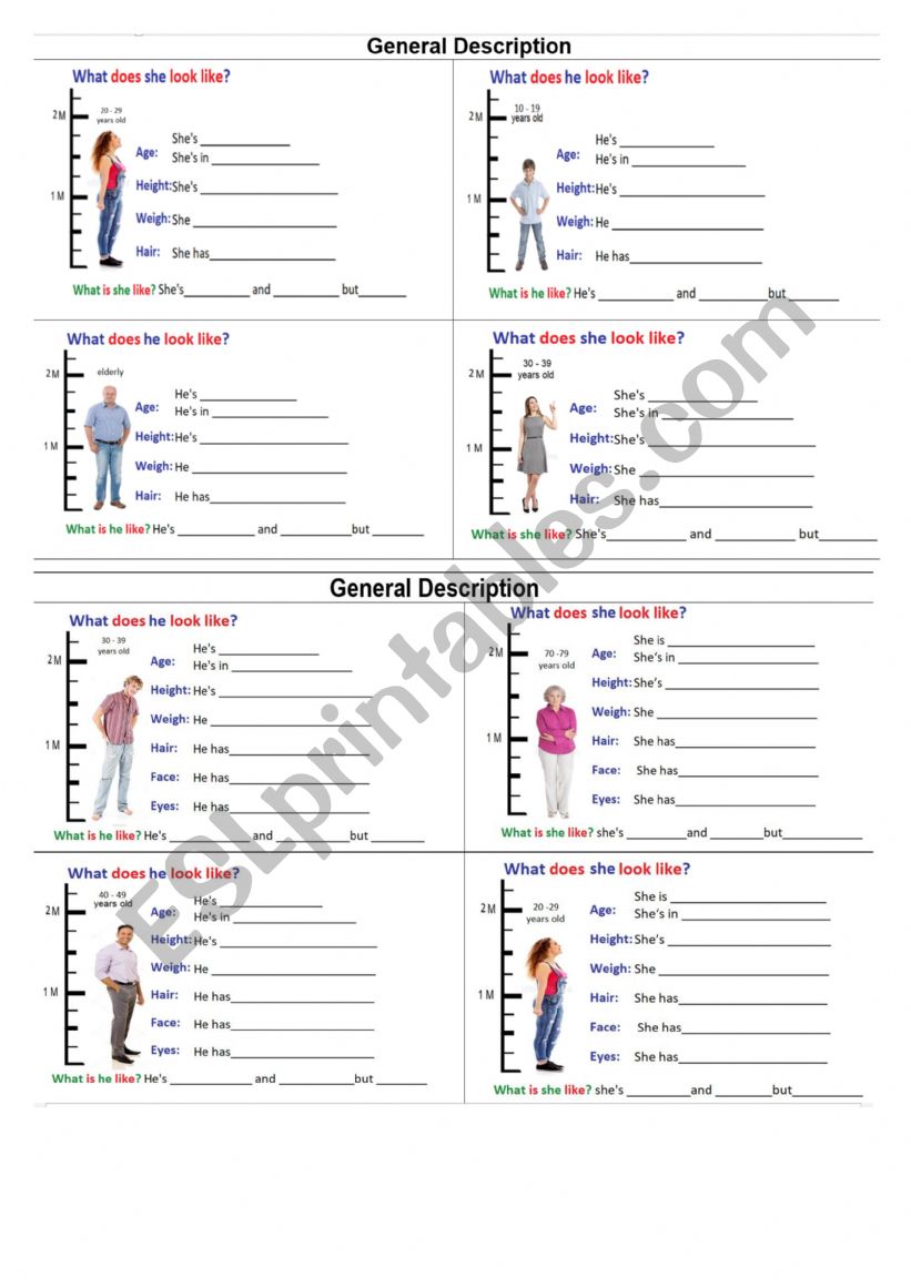 Discribing People worksheet