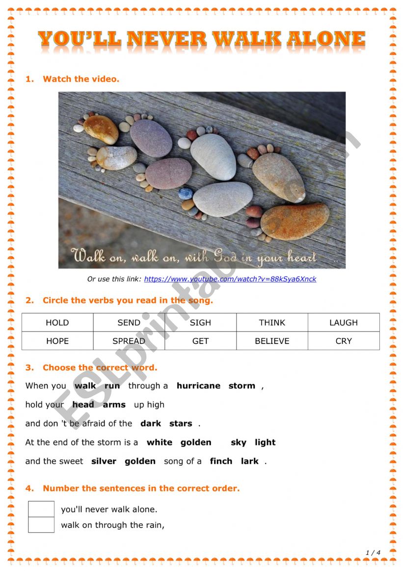 You�ll never walk alone worksheet