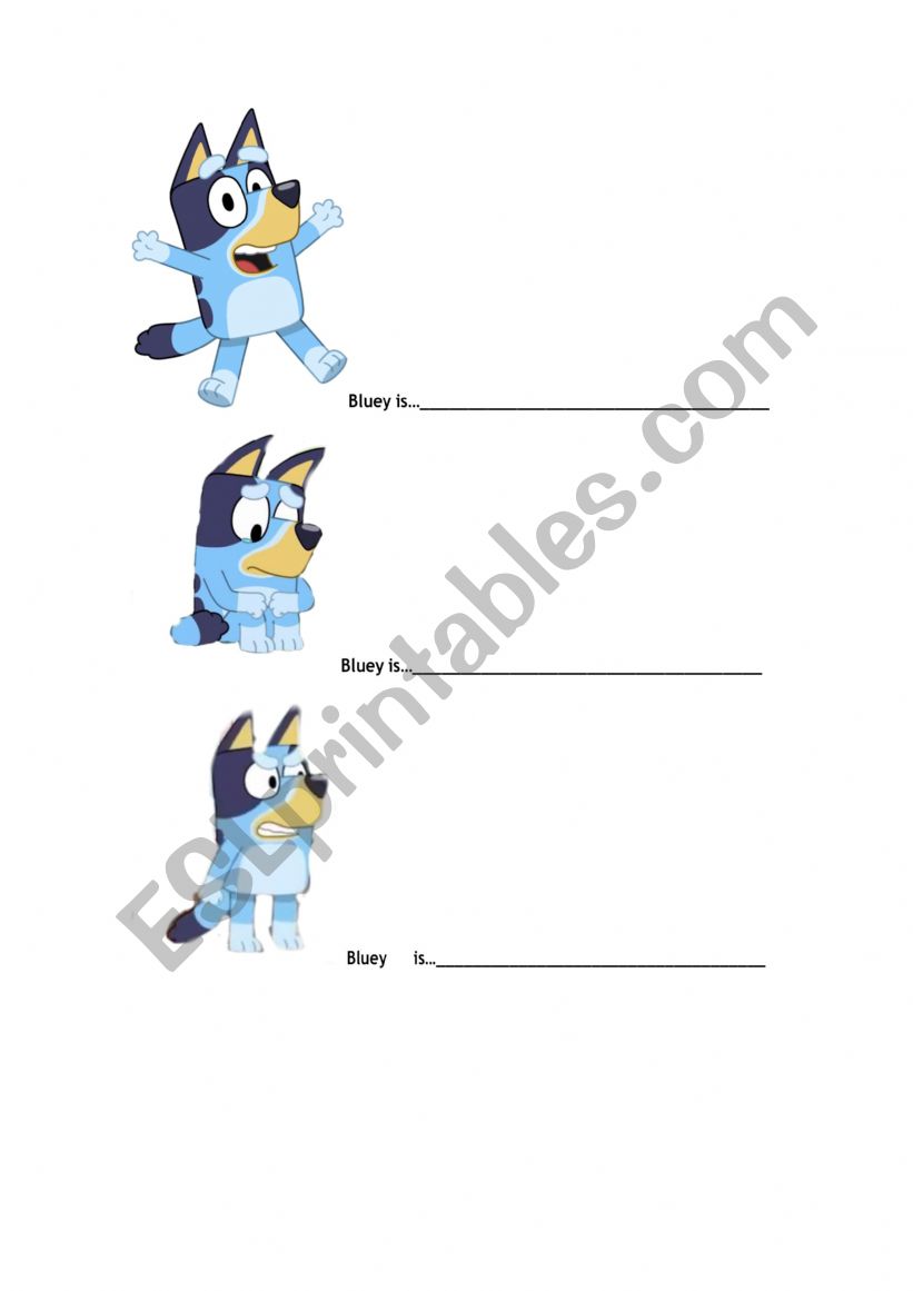 Bluey is....  worksheet