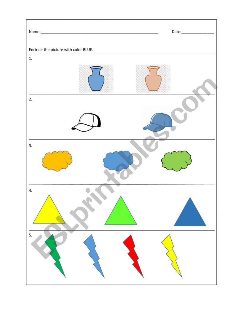 Blue worksheet