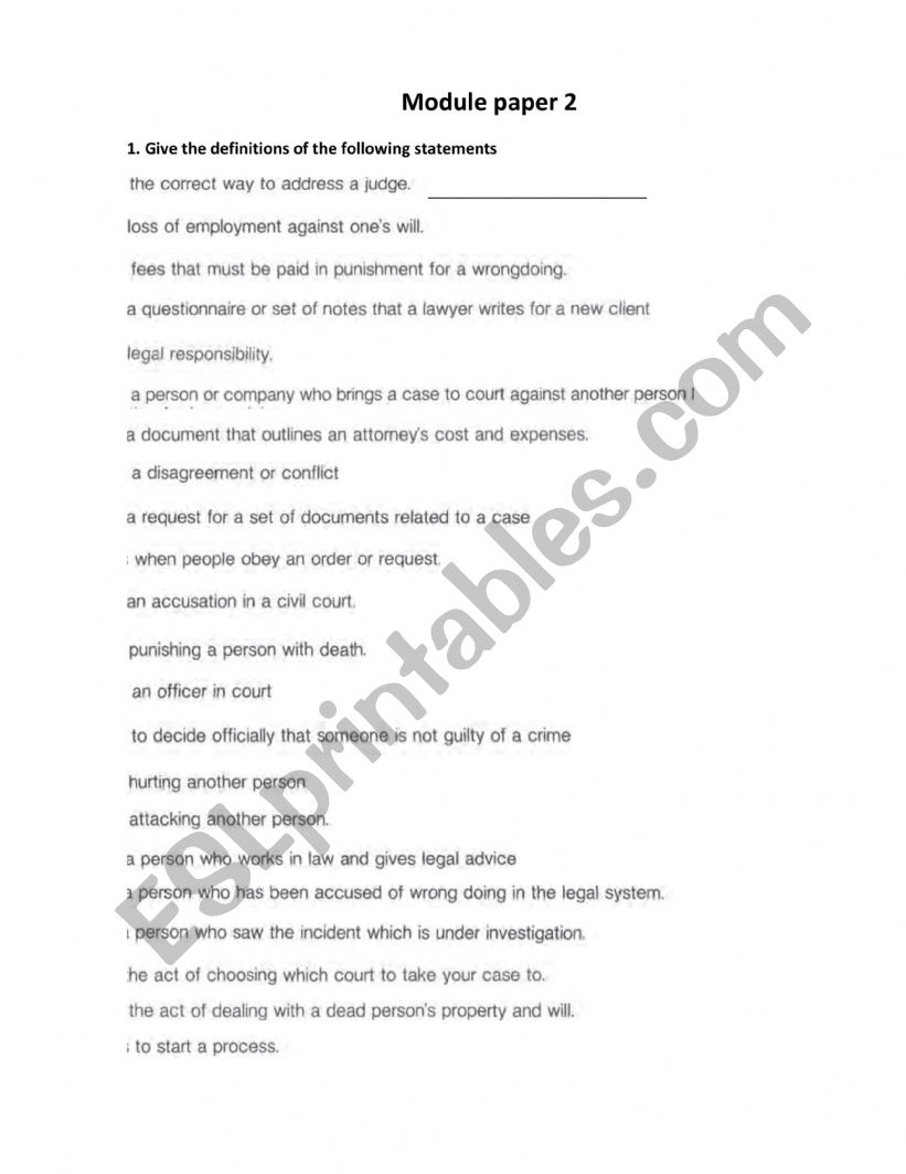 law english worksheet