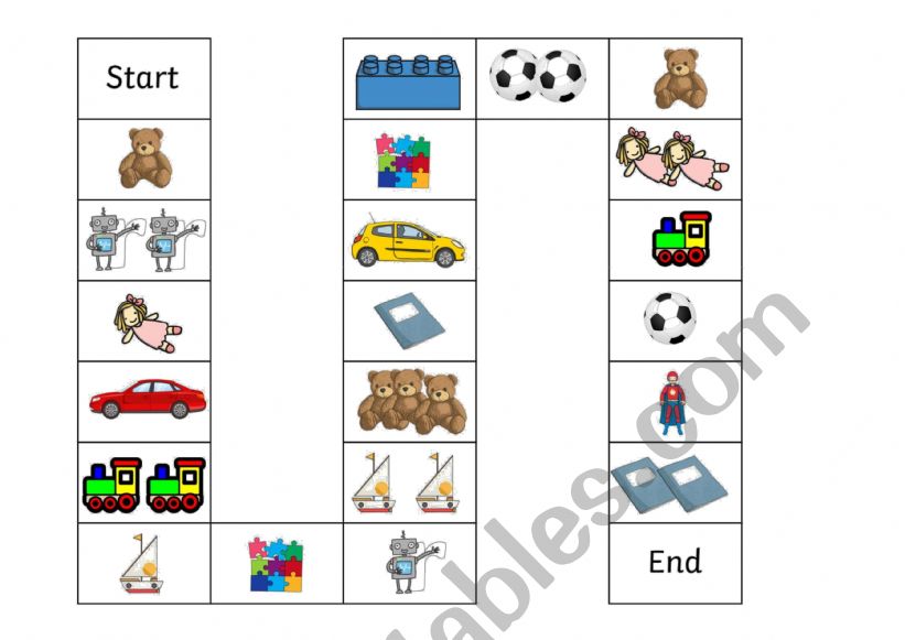 Toys board game worksheet