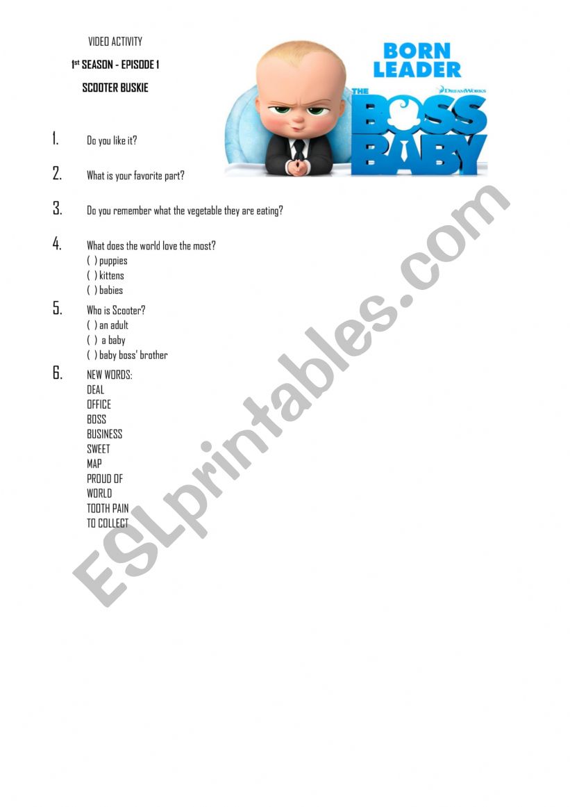 BOSS BABY worksheet