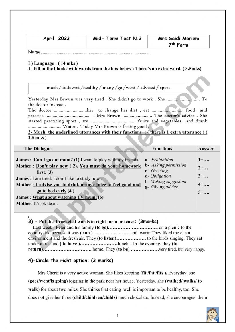 mid term n3 7th form worksheet