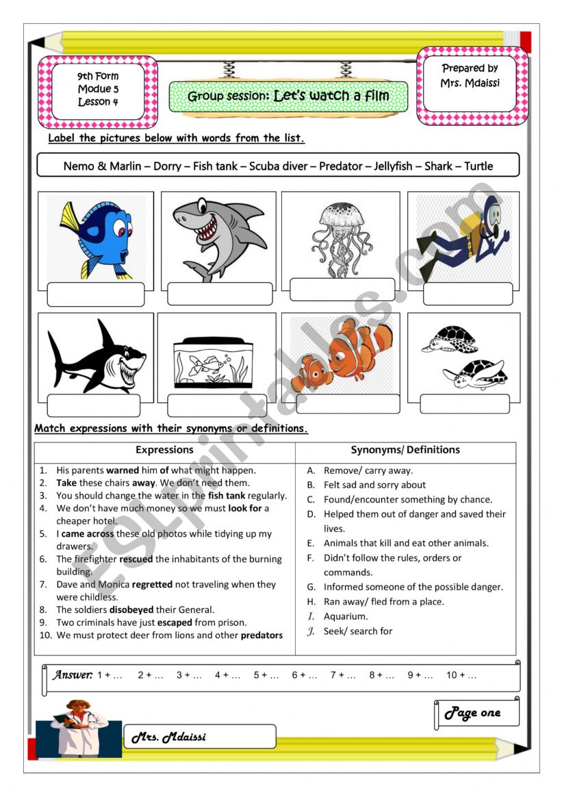 Let�s watch a film worksheet