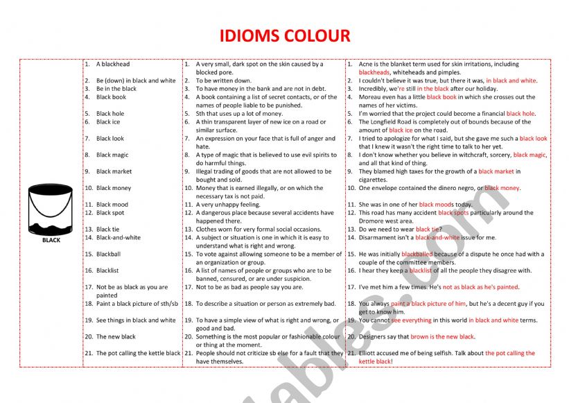 Colour Idioms worksheet