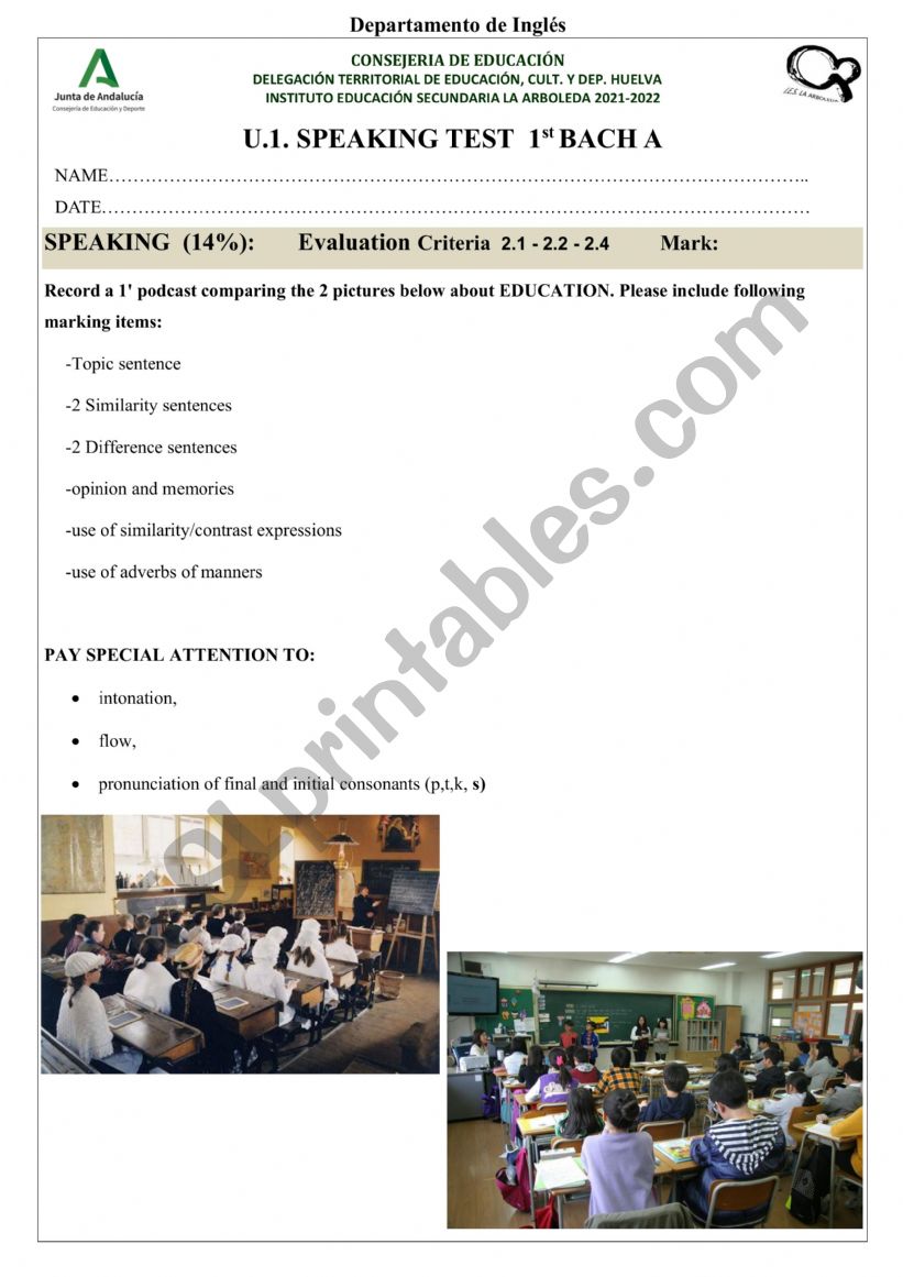 speaking: comparing pictures worksheet