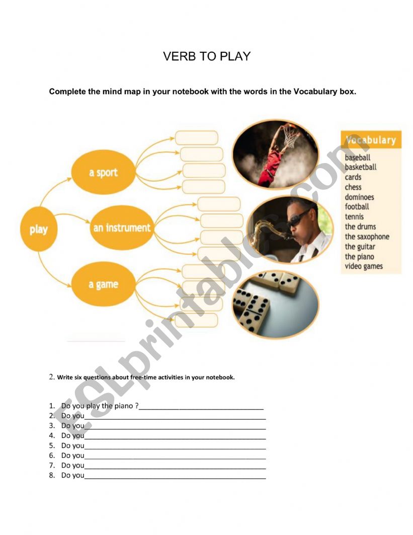 verb to play worksheet