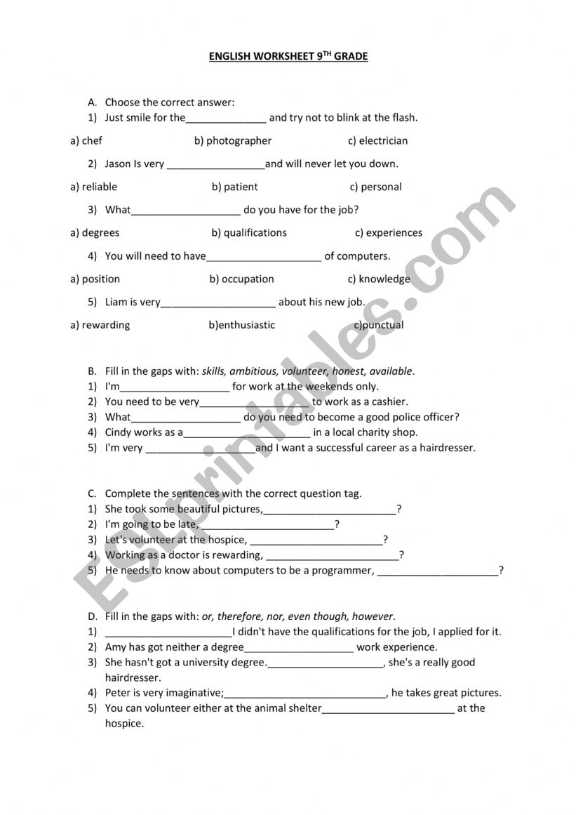 English Quizz  worksheet