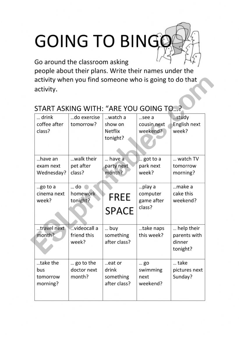 going to BINGO worksheet