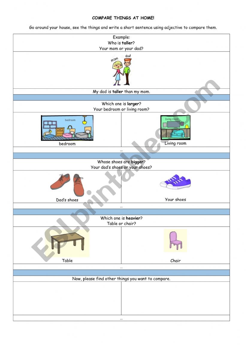 Compare Things at Home worksheet