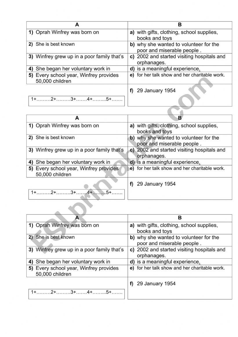 Oprah biography worksheet