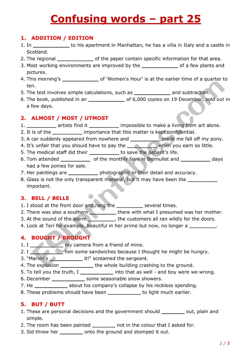 Confusing words - part 25 worksheet