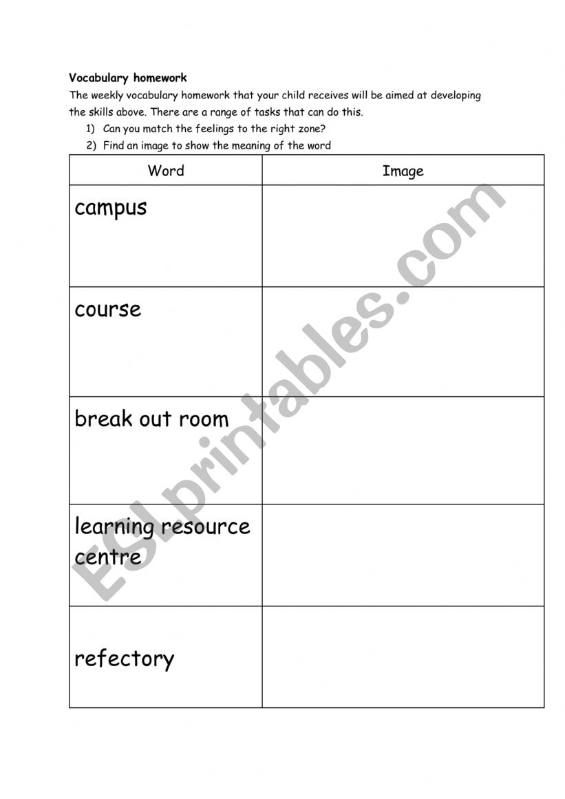 Transition to college vocabulary