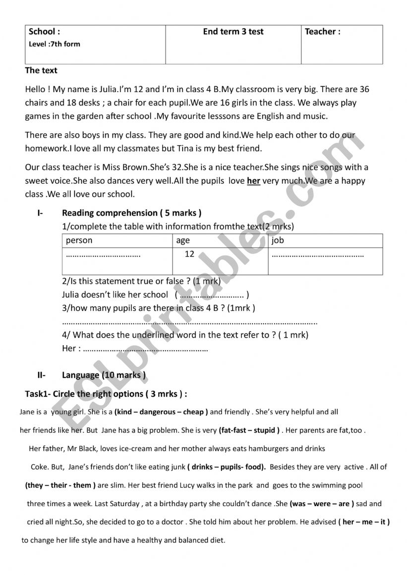 end term3 test  worksheet