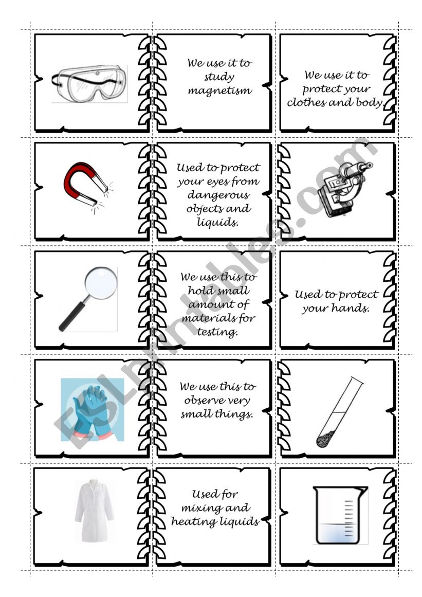 Science tools worksheet