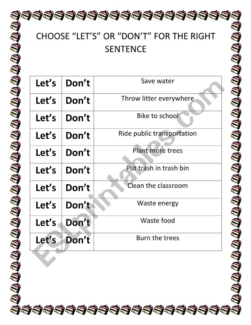 exercise worksheet