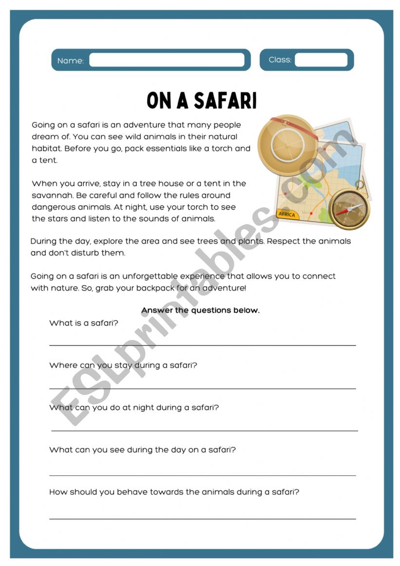 On a safari - Present simple  worksheet