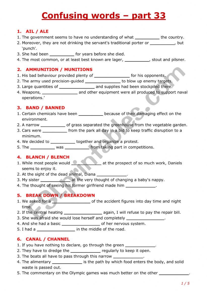Confusing words - part 33 worksheet