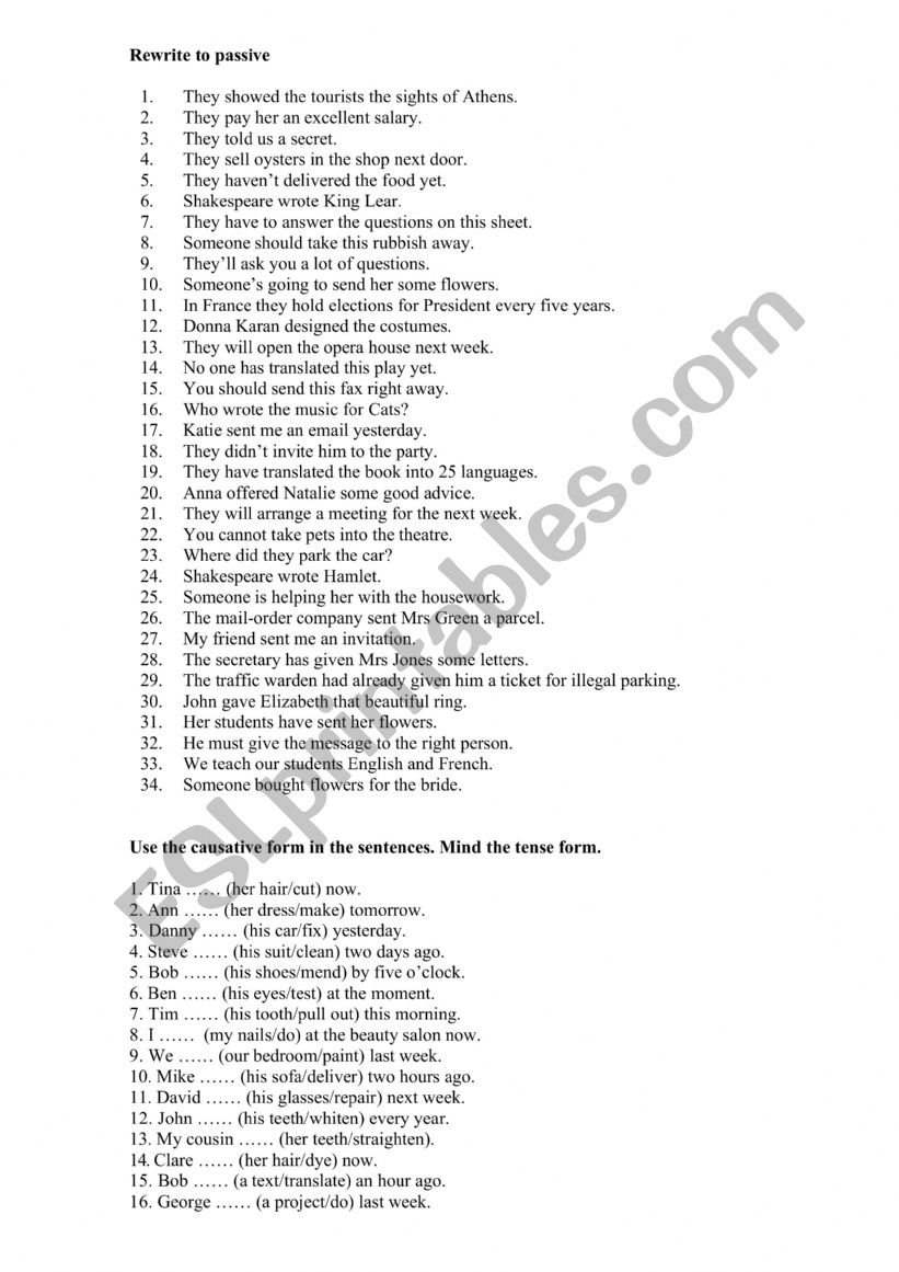 Passive Voice worksheet