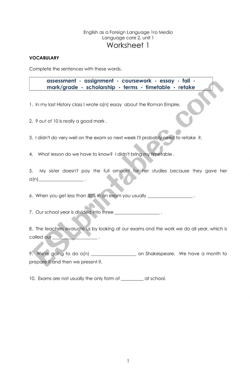 Lifelong Learning worksheet