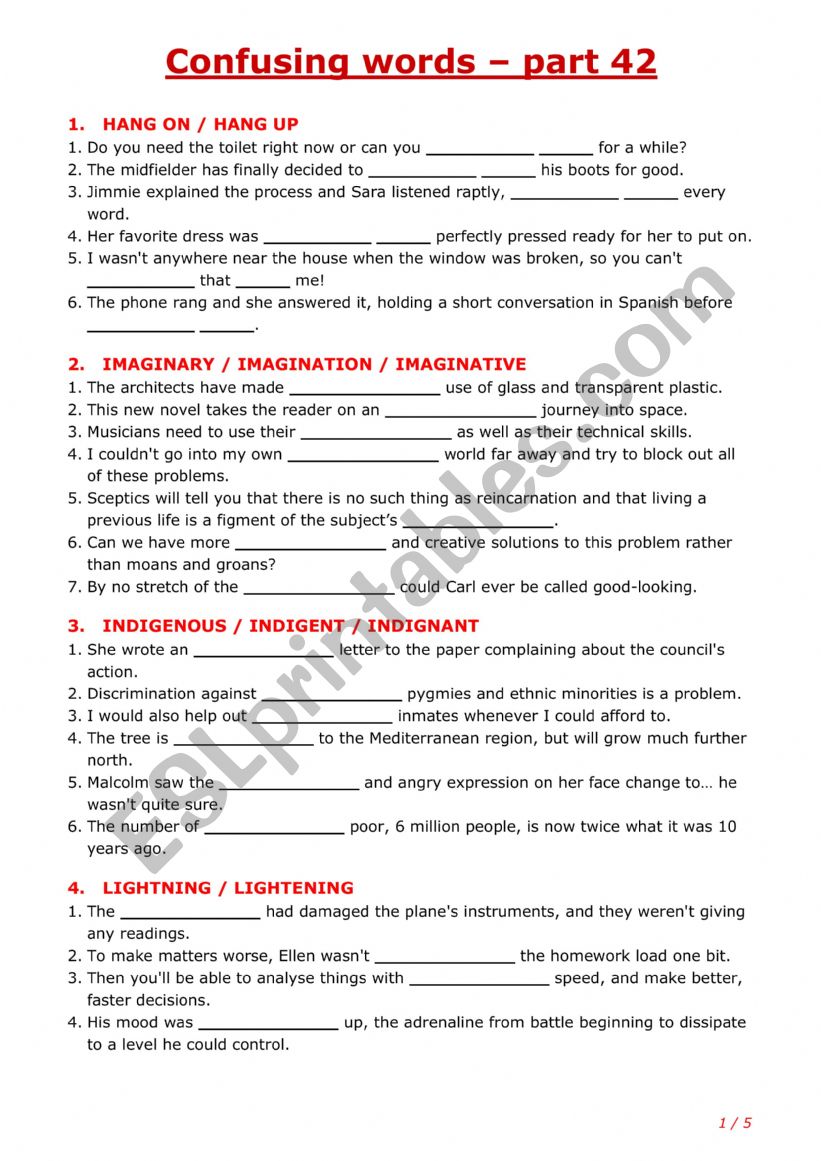 Confusing words - part 42 worksheet