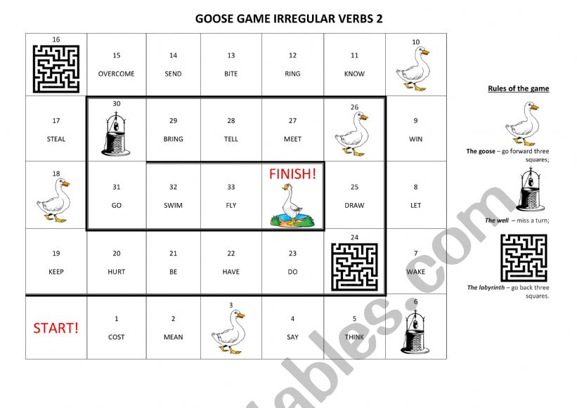 the goose game  irregular verbs 2