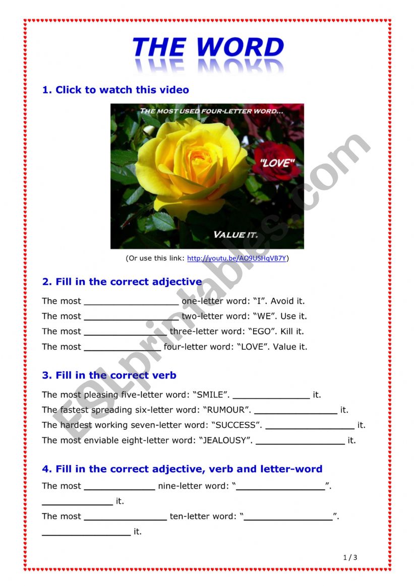 The Word worksheet