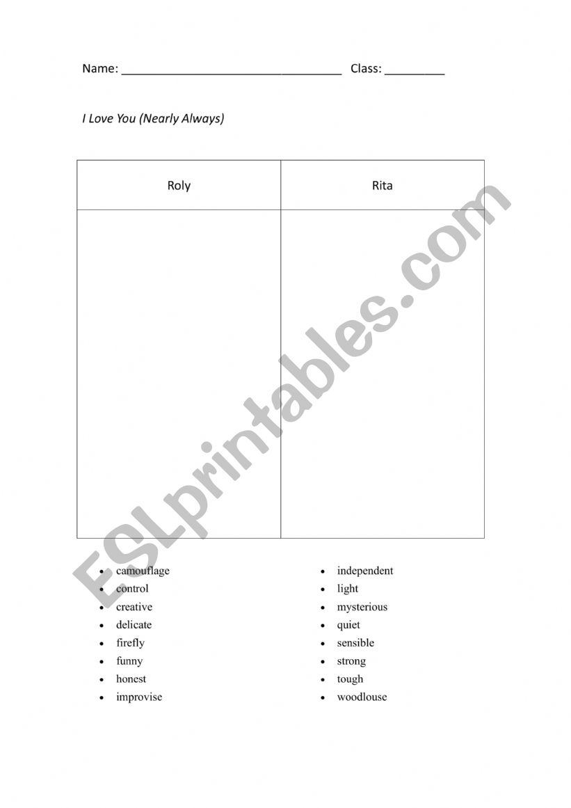 frienship worksheet