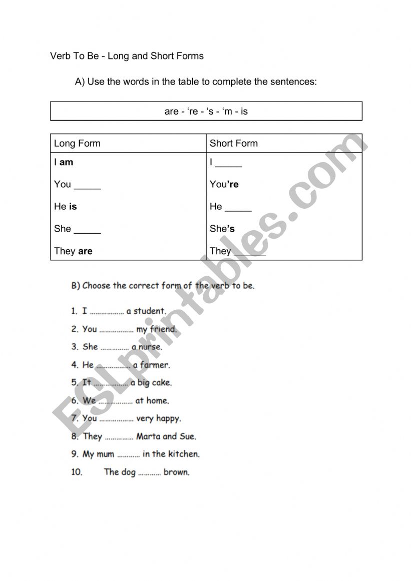 extra class worksheet