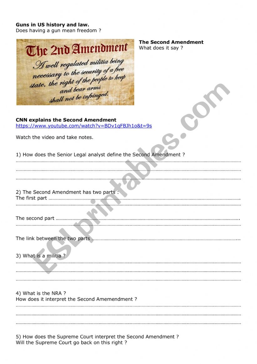 CNN and the Second Amendment worksheet