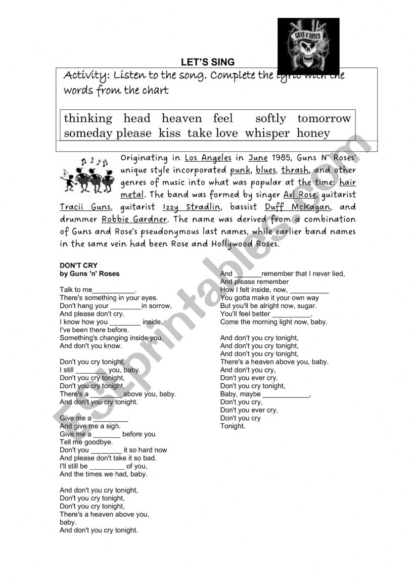 listening activity worksheet