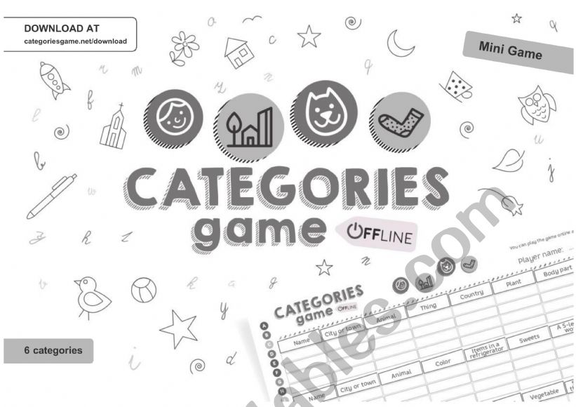 category game worksheet