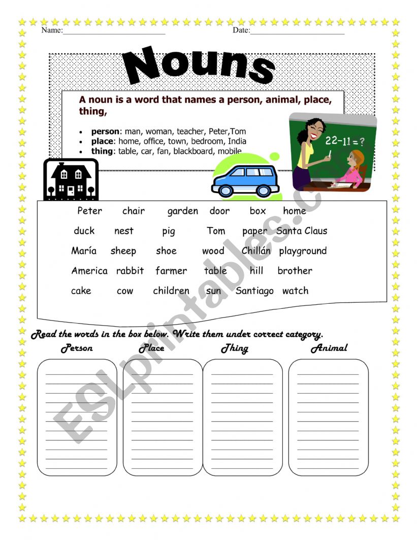 nouns worksheet