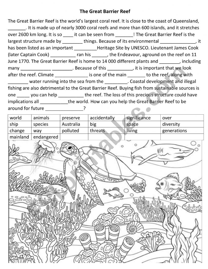 The Great Barrier Reef worksheet