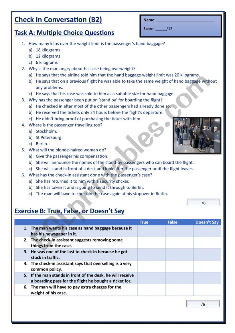 Airport Check In Conversation (B2 Intermediate)