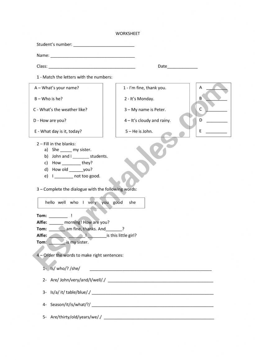 To be  worksheet