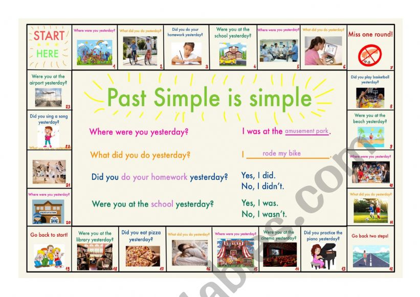 Past Simple Board Game worksheet