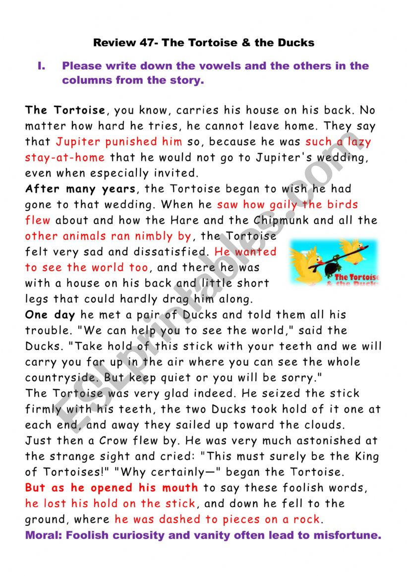  Fable Story Exercise worksheet