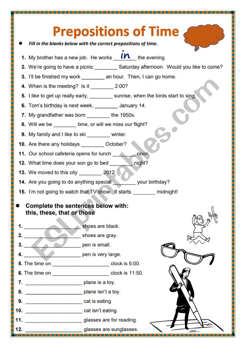 Prepositions of time and indicatives