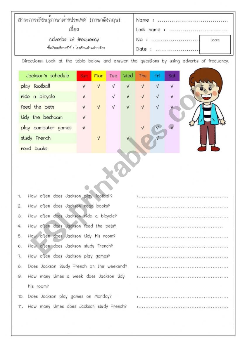 adverb of frequency worksheet