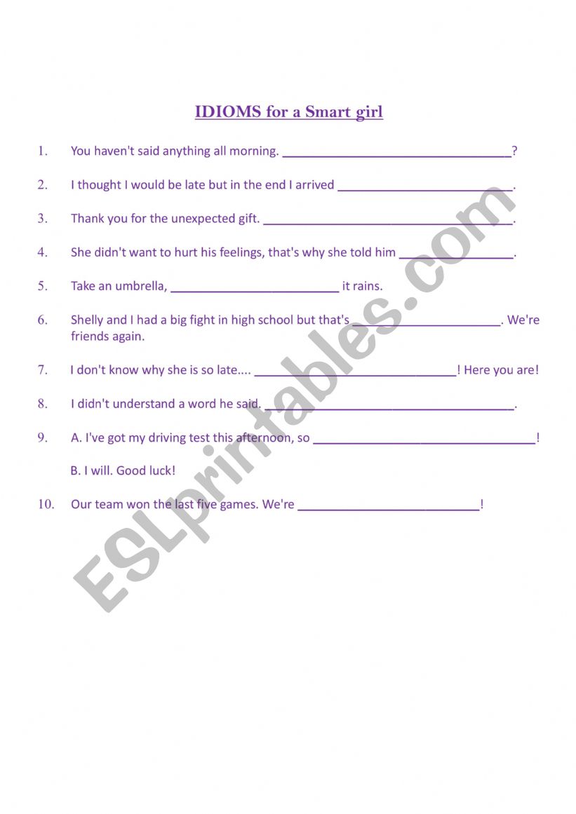 General Idioms worksheet